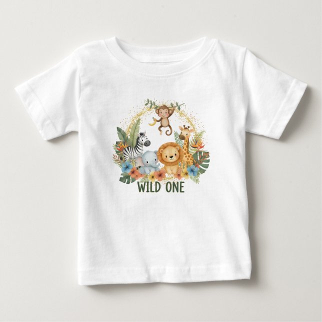 T-shirt Pour Bébé Sauvage - Animaux de la Jungle (Devant)