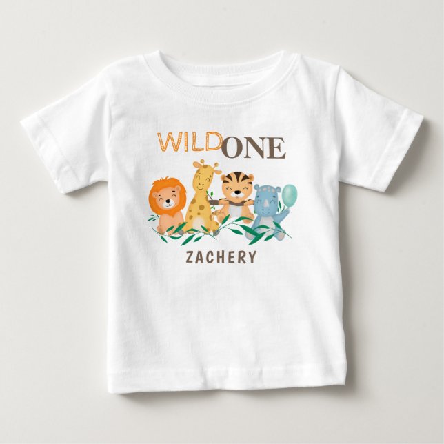 T-shirt Pour Bébé Sauvage personnalisé un premier premier anniversai (Devant)