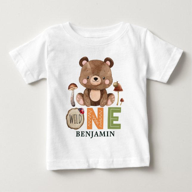 T-shirt Pour Bébé SAUVAGE PERSONNALISÉ UN Woodland premier anniversa (Devant)