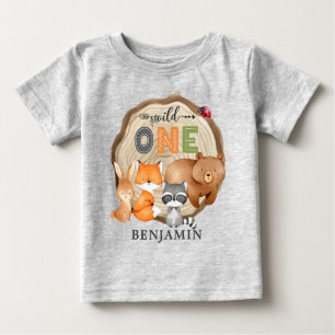 T-shirt Pour Bébé SAUVAGE PERSONNALISÉ UN Woodland premier anniversa