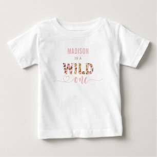 T-shirt Pour Bébé Sauvage un baiser rose safari jungle 1er anniversa