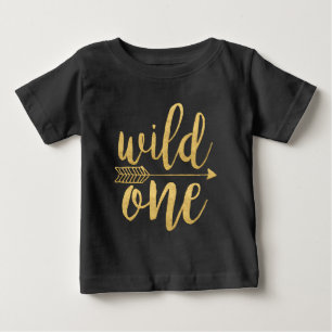 T-shirt Pour Bébé Sauvage Un Un an d'or Script