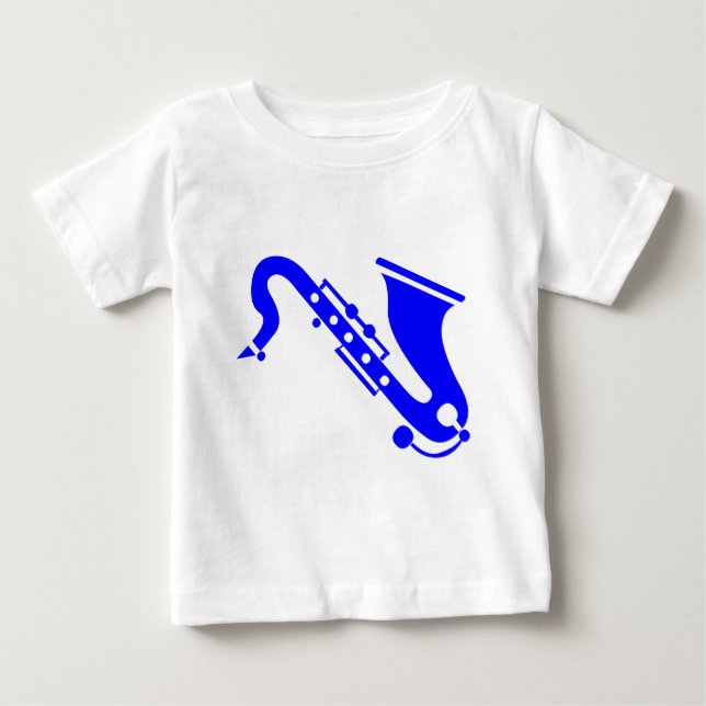 T-shirt Pour Bébé Saxophone - Bleu (Devant)