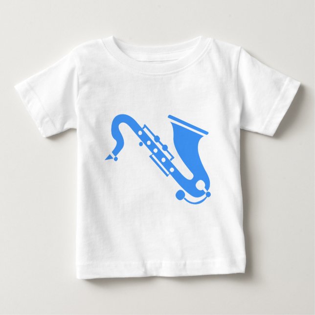 T-shirt Pour Bébé Saxophone - Bleu bébé (Devant)
