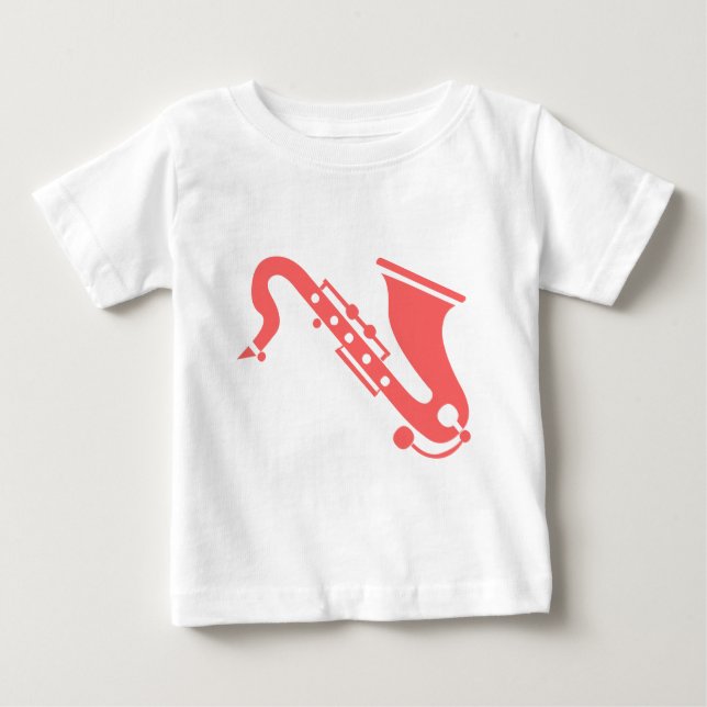 T-shirt Pour Bébé Saxophone - rose tropicale (Devant)