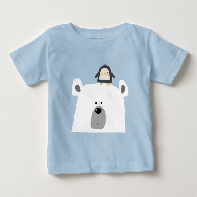 T-shirt Pour Bébé Scandi mignon ours polaire et manchot (Devant)