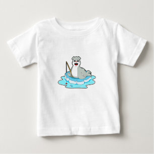 T-shirt Pour Bébé Sceau à la pêche avec canne à pêche