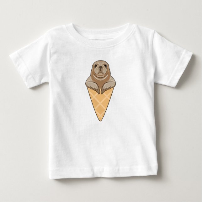 T-shirt Pour Bébé Sceau avec cône de crème glacée (Devant)