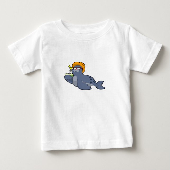 T-shirt Pour Bébé Sceau avec noix de coco (Devant)