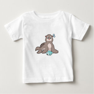 T-shirt Pour Bébé Sceau avec poisson