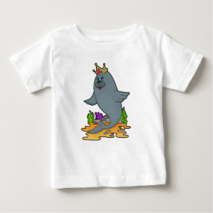 T-shirt Pour Bébé Sceau roi avec couronne