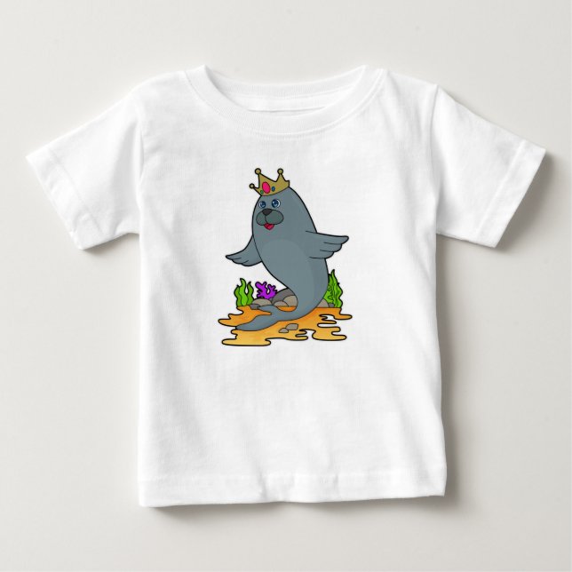 T-shirt Pour Bébé Sceau roi avec couronne (Devant)