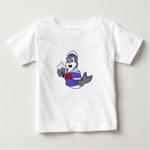 T-shirt Pour Bébé Sceller comme marin avec bateau