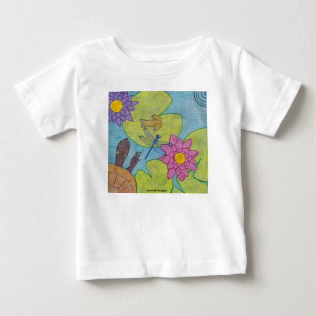 T-shirt Pour Bébé Scène d'étang (blanc) - T-shirt bébé (Devant)