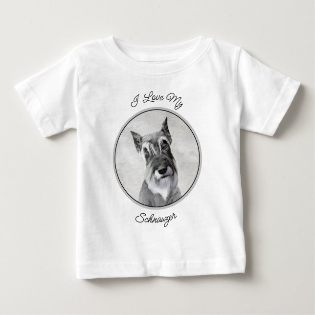 T-shirt Pour Bébé Schnauzer (géant) - Joli art original pour chien (Devant)