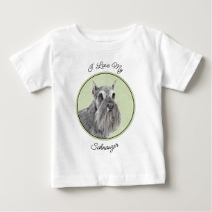 T-shirt Pour Bébé Schnauzer (Giant, Standard) Peinture - Chien Art