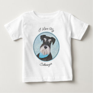T-shirt Pour Bébé Schnauzer (Miniature) Peinture - Chien original mi