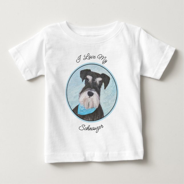 T-shirt Pour Bébé Schnauzer (Miniature) Peinture - Chien original mi (Devant)