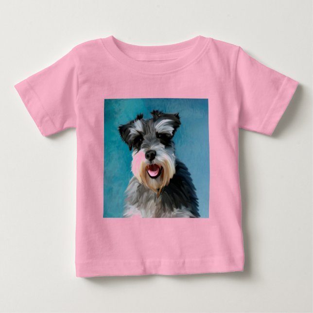 T-shirt Pour Bébé Schnauzer Miniature peinture couleur de l'eau (Devant)
