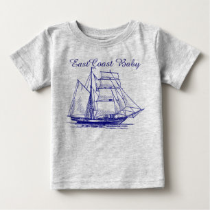 T-shirt Pour Bébé Schooner de bateau de voilier de bébé de Côte E