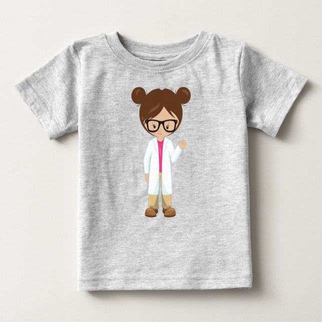 T-shirt Pour Bébé Science Girl, scientifique, mignonne fille, cheveu (Devant)