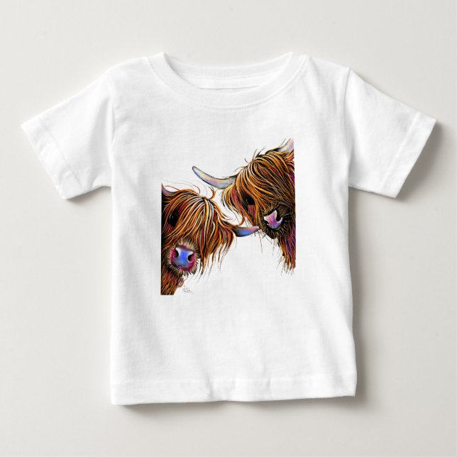 T-shirt Pour Bébé Scottish Highland Cow ‘ S&N’ by Shirley MacArthur  (Devant)
