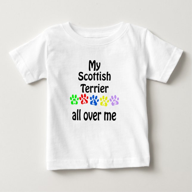 T-shirt Pour Bébé Scottish Terrier Walks Design (Devant)