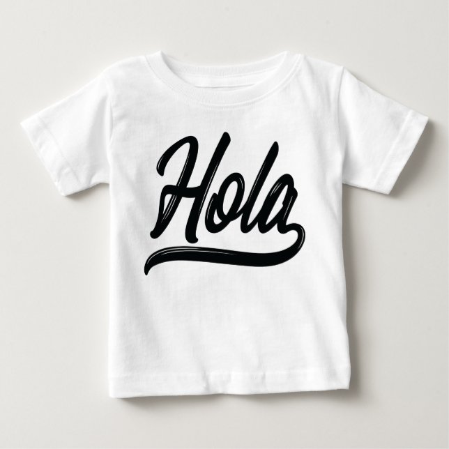 T-shirt Pour Bébé Script Hola (Noir) (Devant)