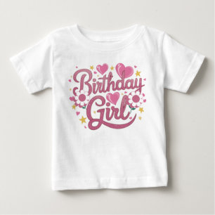 T-shirt Pour Bébé Script moderne Birthday Girl Baby