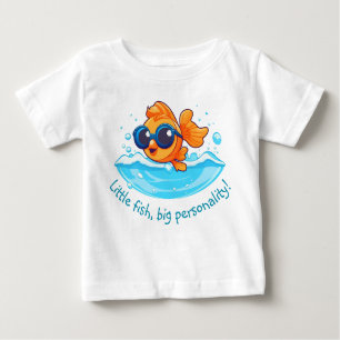 T-shirt Pour Bébé Sea Adventure   Cute poisson d'or avec lunettes de