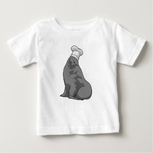 T-shirt Pour Bébé Seal as Cook with Chef casquette