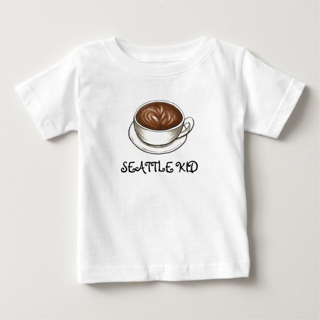 T-shirt Pour Bébé Seattle WA Washington Kid Latte Coffee Cup (Devant)