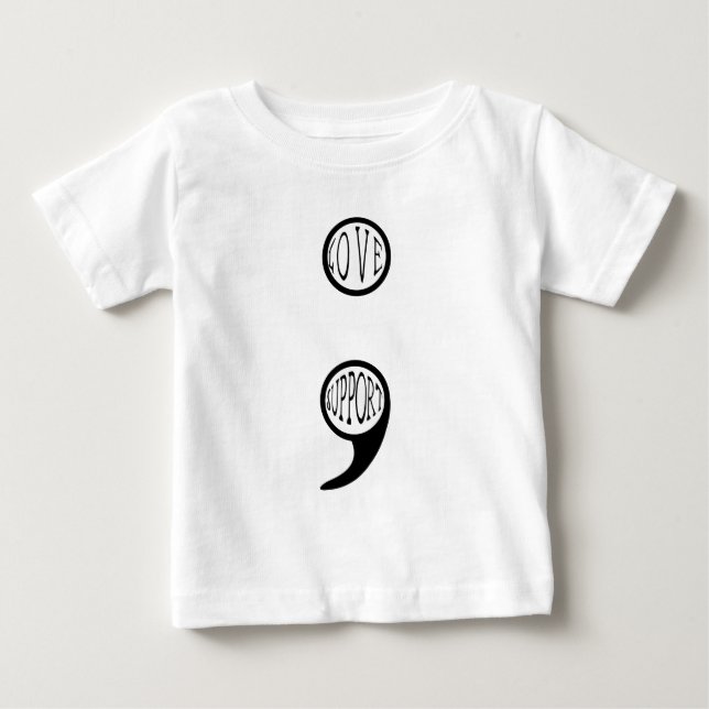 T-shirt Pour Bébé Semi-Colon Amour et support (Devant)