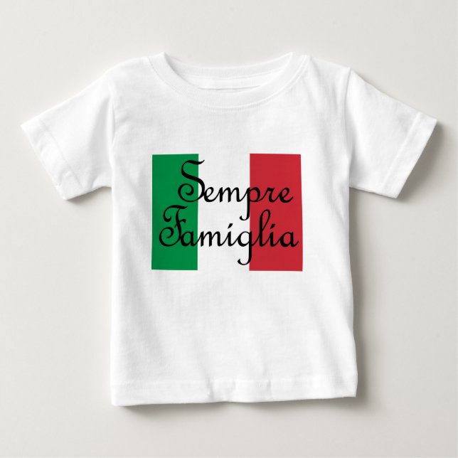 T-shirt Pour Bébé Sempre Famiglia et couleurs du drapeau italien (Devant)