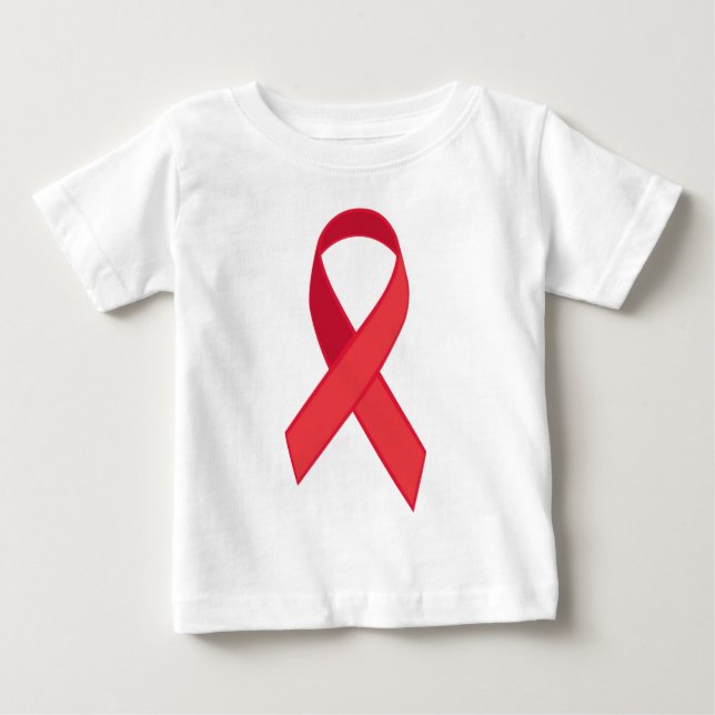 T-shirt Pour Bébé Sensibilisation au VIH - Ruban rouge (Devant)
