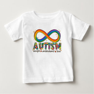 T-shirt Pour Bébé Sensibilisation sur l'autisme Accepter, Amour, Com