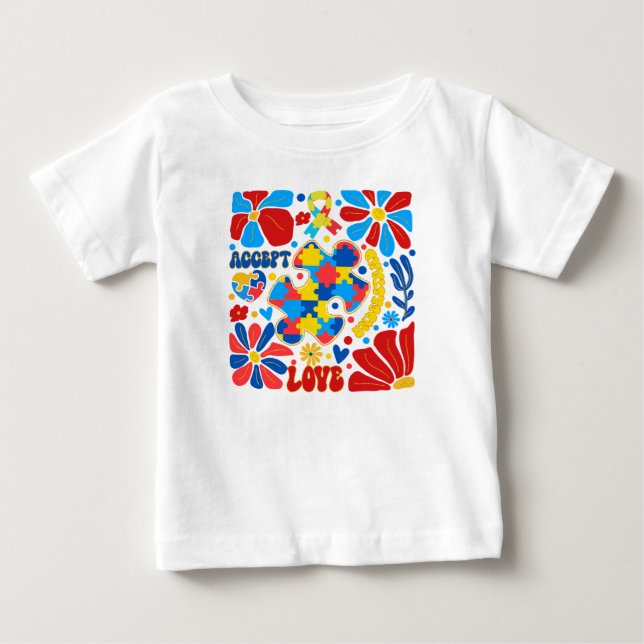 T-shirt Pour Bébé Sensibilisation sur l'autisme Boho (Devant)