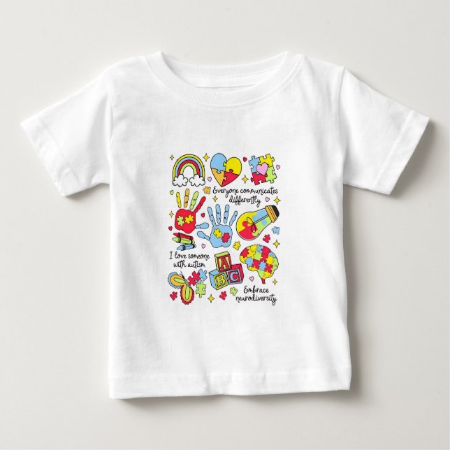 T-shirt Pour Bébé Sensibilisation sur l'autisme Embrasser la diversi (Devant)