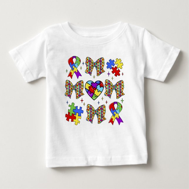 T-shirt Pour Bébé Sensibilisation sur l'autisme Puzzle Pièce Coquett (Devant)