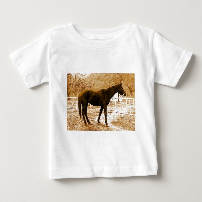 T-shirt Pour Bébé Sephia Pop Art Horse (Devant)