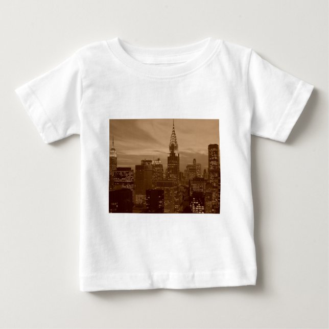 T-shirt Pour Bébé Sepia Tone New York (Devant)