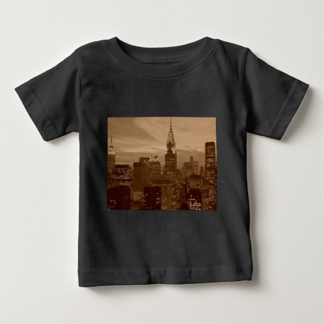T-shirt Pour Bébé Sepia Tone New York (Devant)