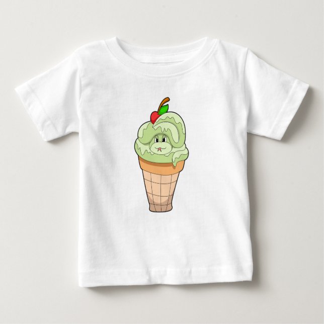 T-shirt Pour Bébé Serpent avec cône crème glacée & cerise (Devant)