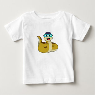 T-shirt Pour Bébé Serpent avec lunettes de natation