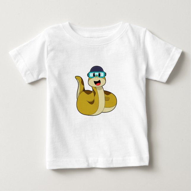 T-shirt Pour Bébé Serpent avec lunettes de natation (Devant)