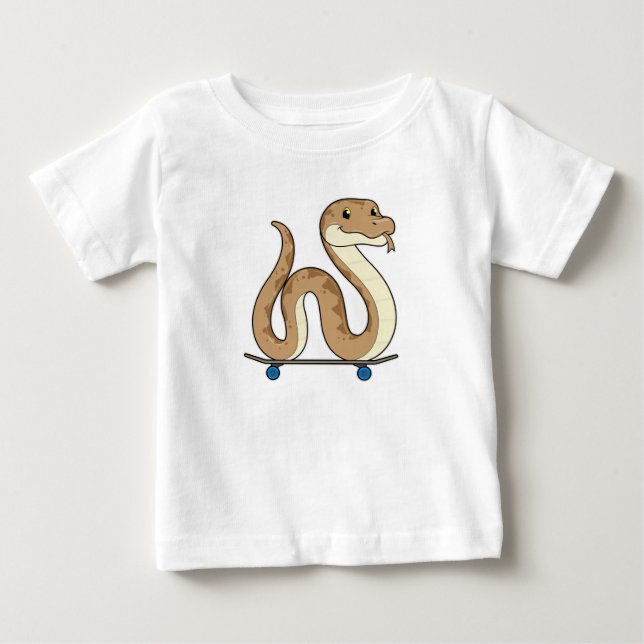 T-shirt Pour Bébé Serpent comme patineur avec skateboard (Devant)