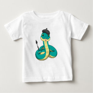T-shirt Pour Bébé Serpent comme peintre avec pinceau