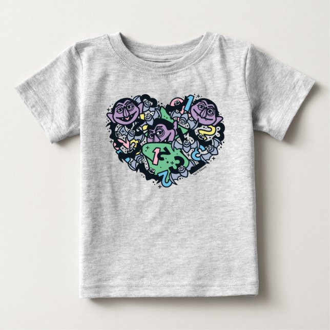 T-shirt Pour Bébé Sésame Sésame | Comte von Count Doodle Heart (Devant)