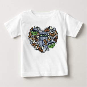 T-shirt Pour Bébé Sésame Sésame Oscar the Grouch Doodle Heart