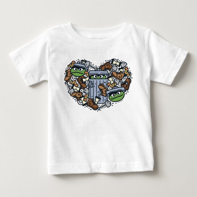 T-shirt Pour Bébé Sésame Sésame | Oscar the Grouch Doodle Heart (Devant)